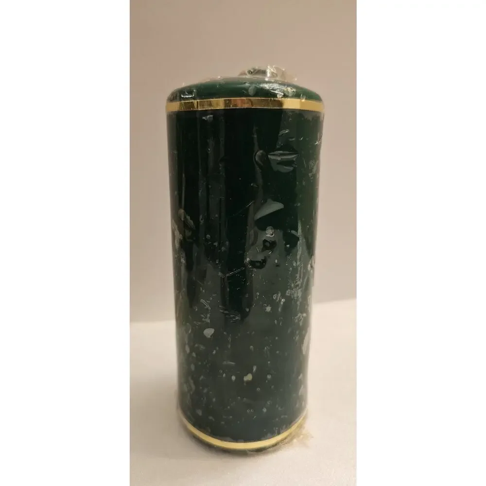 Vintage Christmas Candle Sculpted Green Dove Holly Carved 3D 6” x 2.5